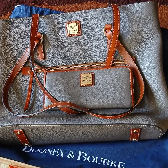 Dooney & Bourke Gray and Brown Women's Bag Set - Picture 1 of 16